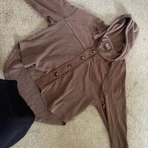 American eagle button down sweater with hood size xs/s